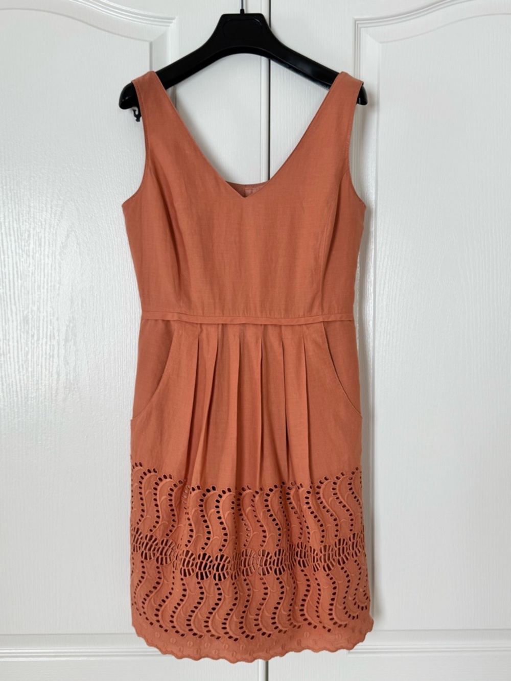 J. Crew Cotton Mini V-neck Dress in Rust/Copper - Size 2